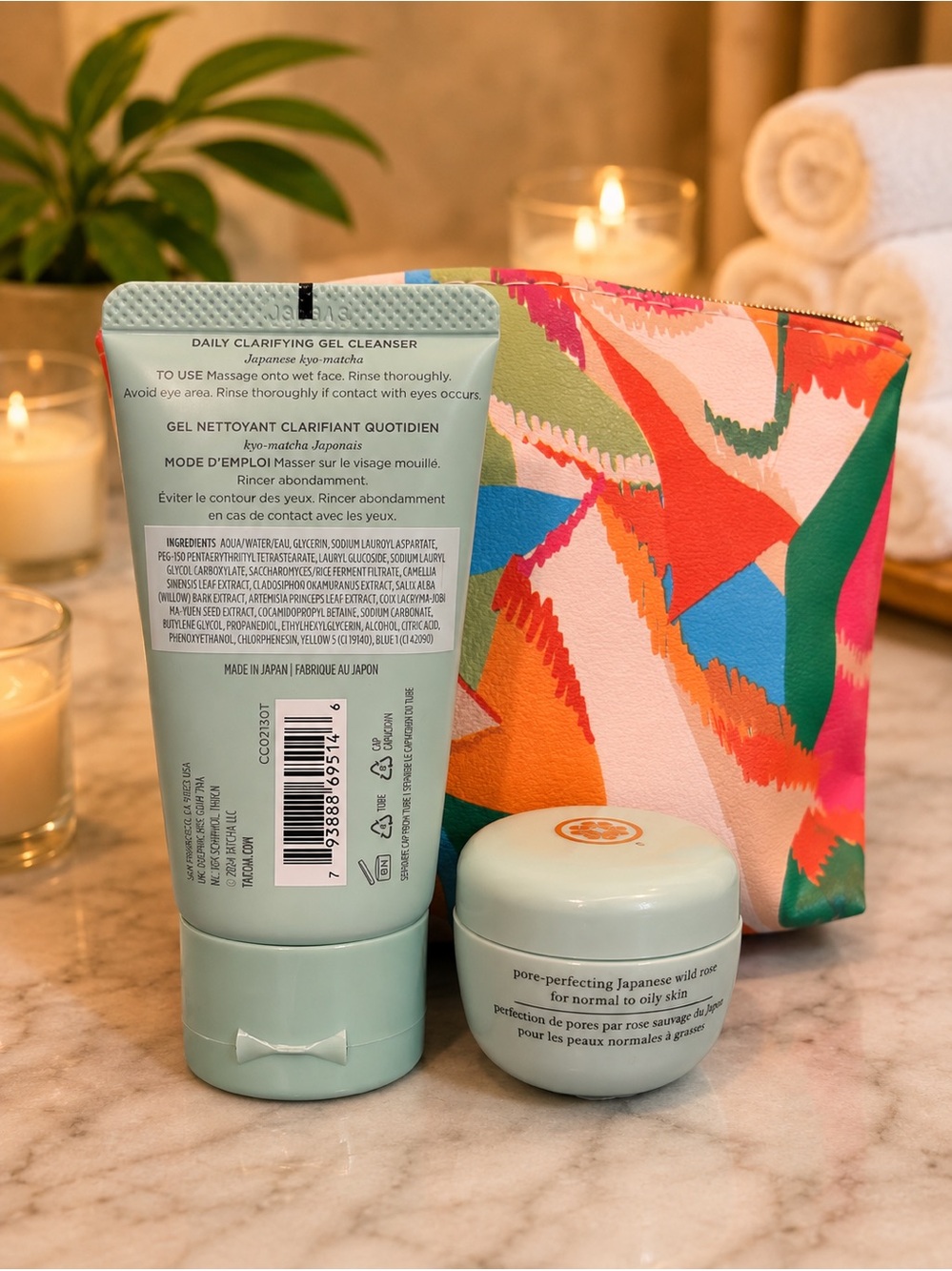 Tatcha Skincare Travel Set + Colorful Cosmetic Bag - Picture 2 of 2